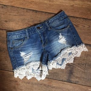 Altar’d state jean shorts with lace